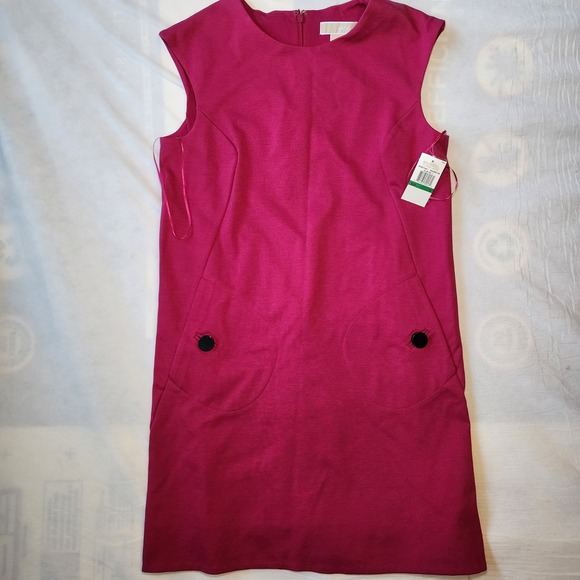MICHAEL Michael Kors Dresses & Skirts - Michael Michael Kors Shocking Pink Sleeveless Shift Dress Pocket Button Large